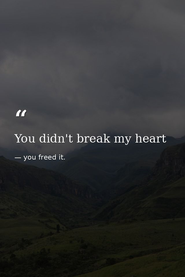 You didn't break my heart — you freed it.
