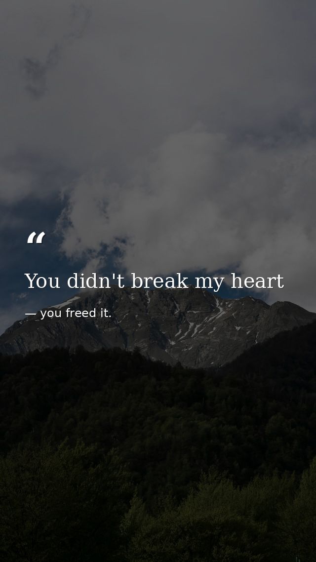 You didn't break my heart — you freed it.