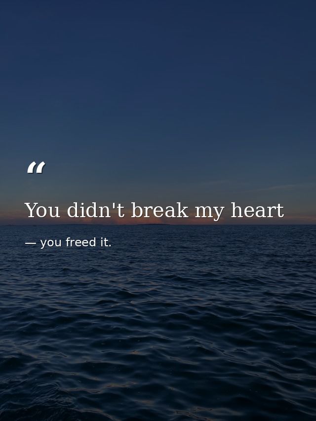 You didn't break my heart — you freed it.