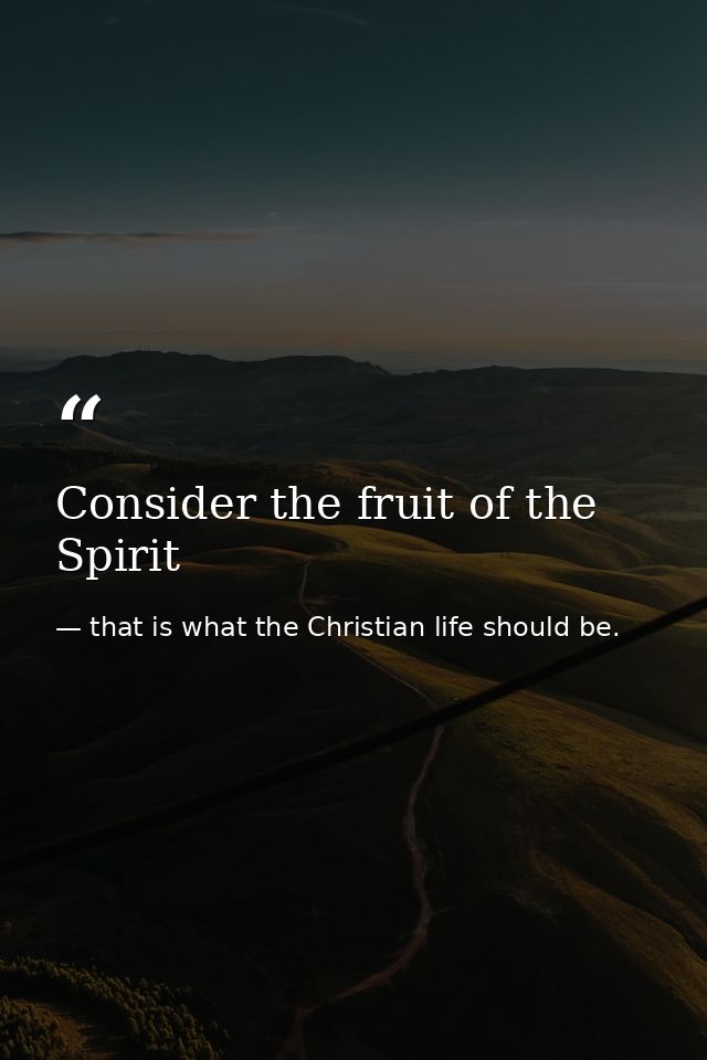 Consider the fruit of the Spirit — that is what the Christian life should be.
