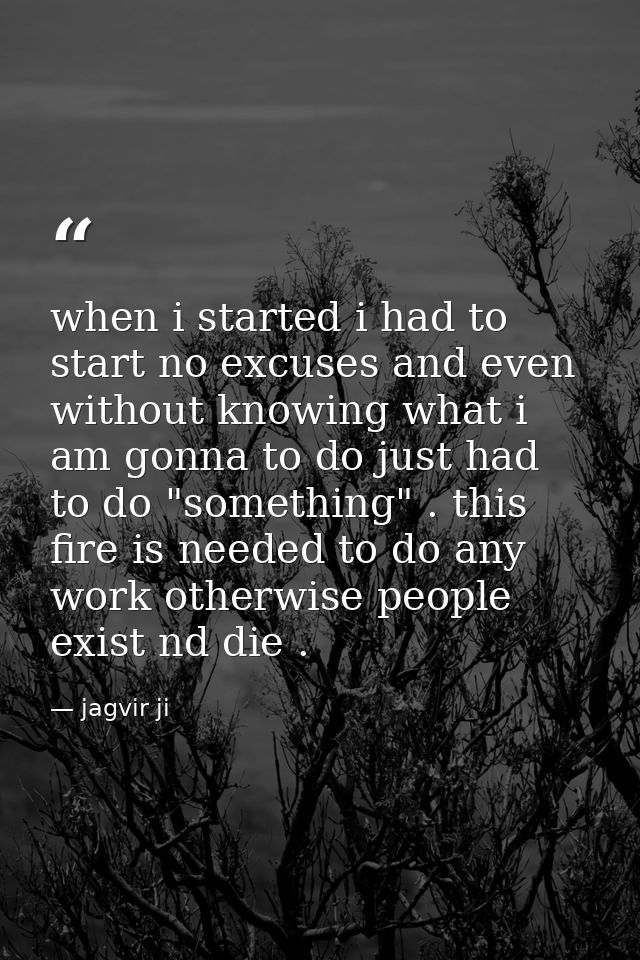 when i started i had to start no excuses and even without knowing what i am gonna to do just had to do "something" . thi — jagvir ji