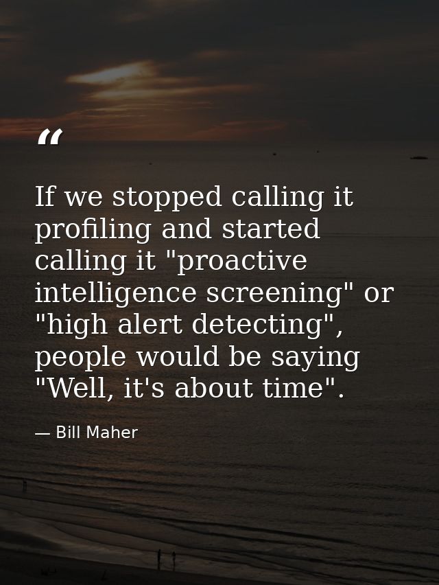 If we stopped calling it profiling and started calling it "proactive intelligence screening" or "high alert detecting",  — Bill Maher