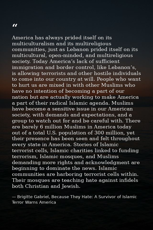 America has always prided itself on its multiculturalism and its multireligious communities, just as Lebanon prided itse — Brigitte Gabriel, Because They Hate: A Survivor of Islamic Terror Warns America