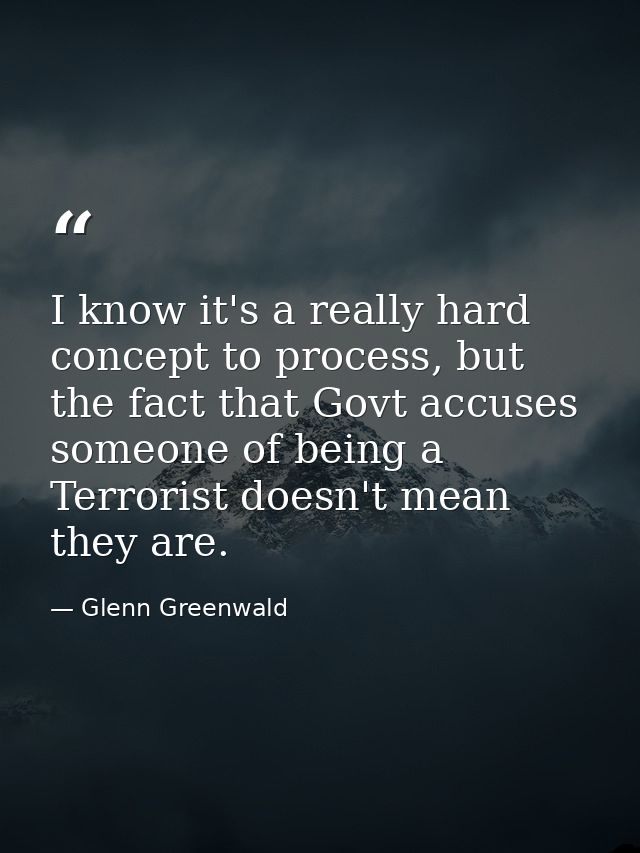 I know it's a really hard concept to process, but the fact that Govt accuses someone of being a Terrorist doesn't mean t — Glenn Greenwald