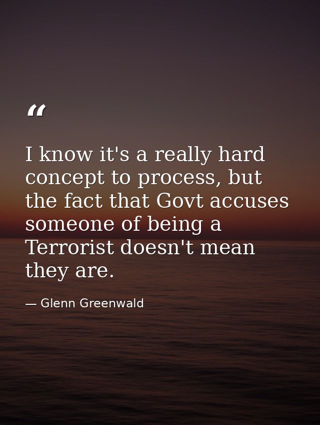 I know it's a really hard concept to process, but the fact that Govt accuses someone of being a Terrorist doesn't mean t — Glenn Greenwald