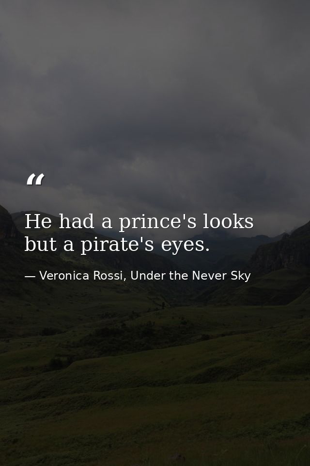 He had a prince's looks but a pirate's eyes. — Veronica Rossi, Under the Never Sky