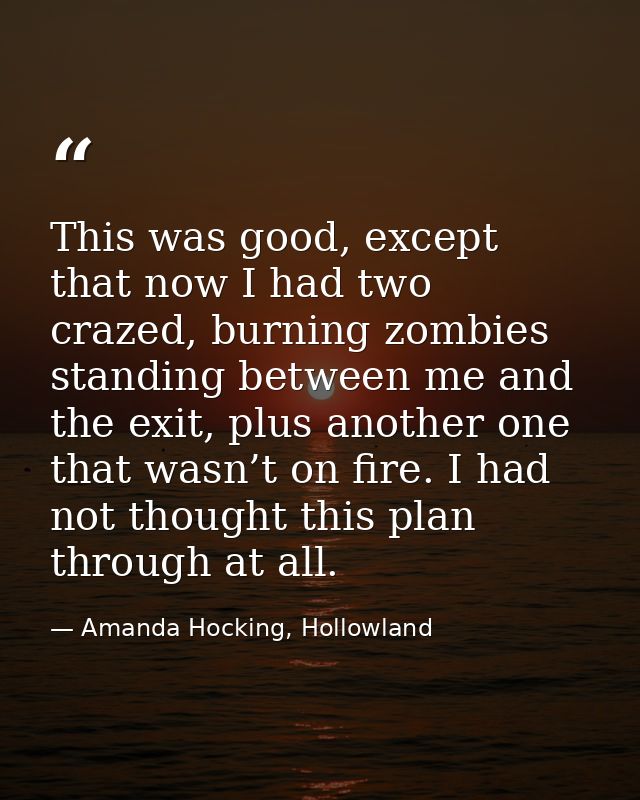 This was good, except that now I had two crazed, burning zombies standing between me and the exit, plus another one that — Amanda Hocking, Hollowland