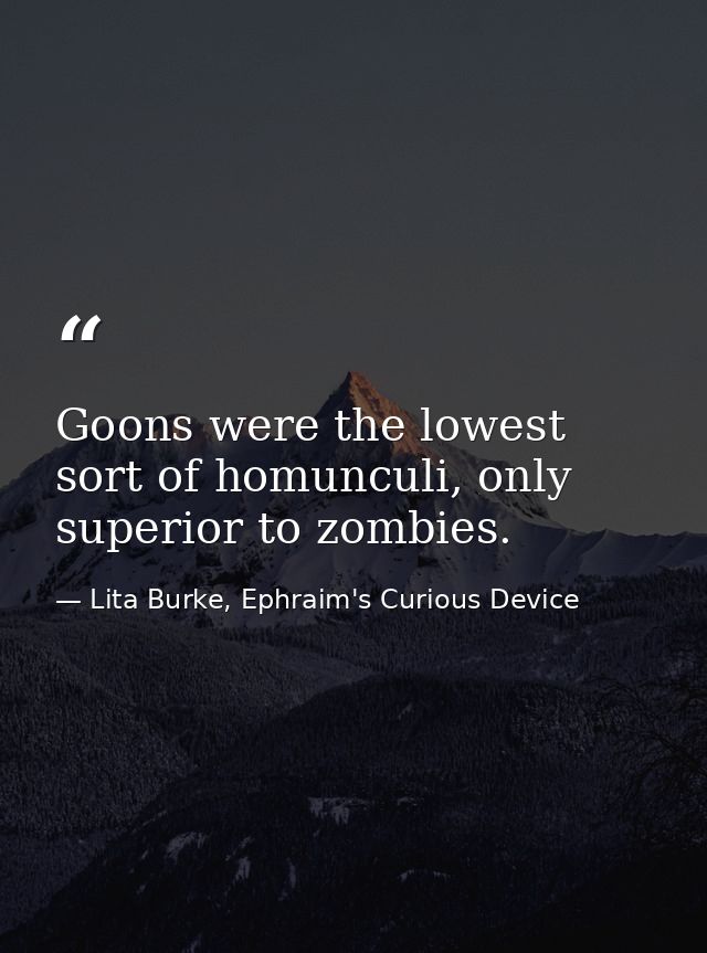Goons were the lowest sort of homunculi, only superior to zombies. — Lita Burke, Ephraim's Curious Device