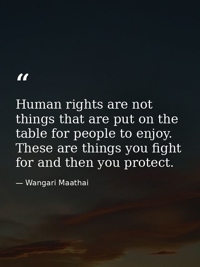 Human rights are not things that are put on the table for people to enjoy. These are things you fight for and then you p — Wangari Maathai