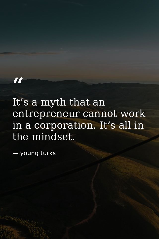 It’s a myth that an entrepreneur cannot work in a corporation. It’s all in the mindset. — young turks