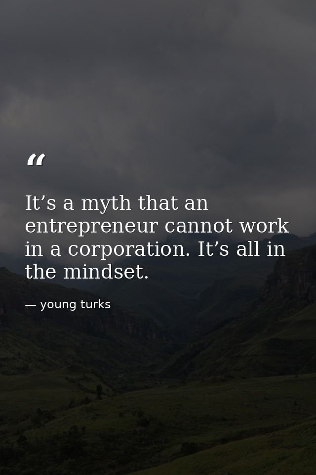 It’s a myth that an entrepreneur cannot work in a corporation. It’s all in the mindset. — young turks