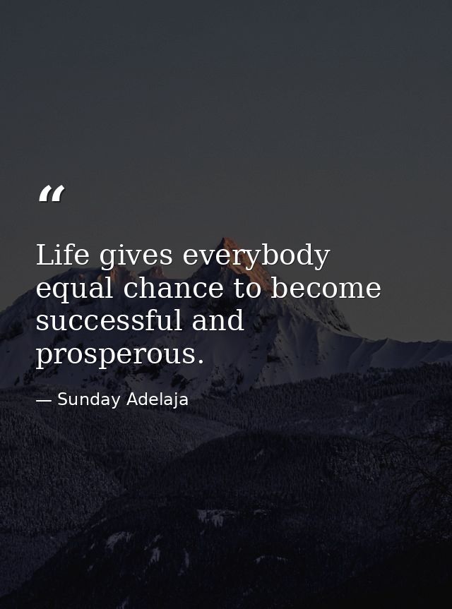 Life gives everybody equal chance to become successful and prosperous. — Sunday Adelaja