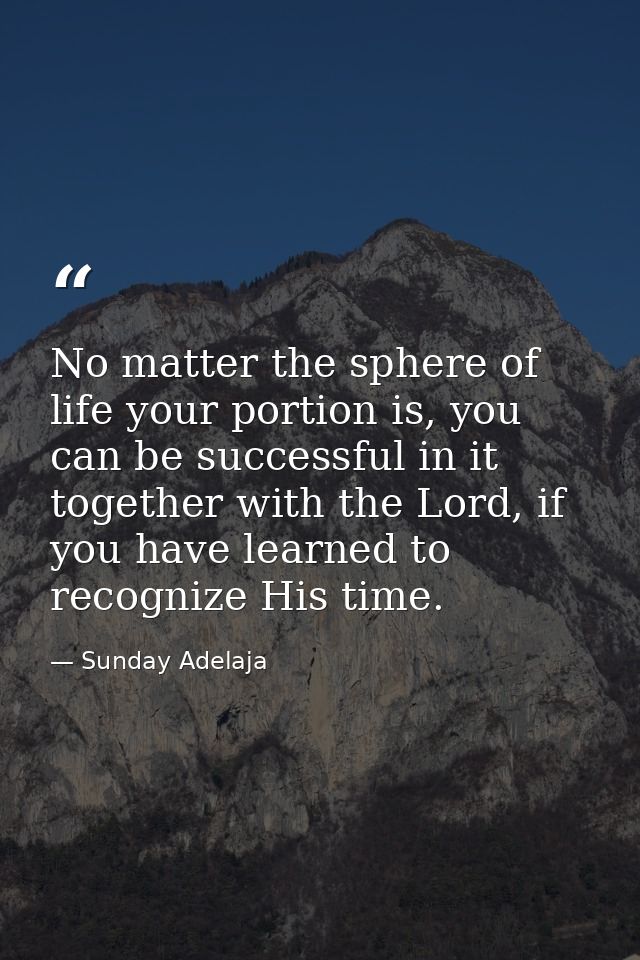 No matter the sphere of life your portion is, you can be successful in it together with the Lord, if you have learned to — Sunday Adelaja