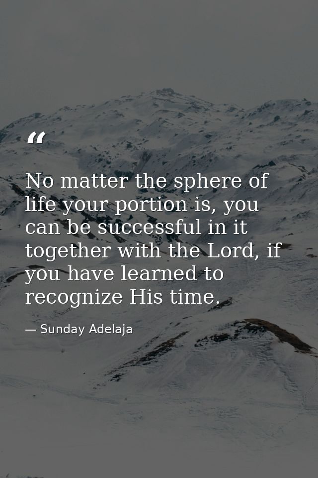 No matter the sphere of life your portion is, you can be successful in it together with the Lord, if you have learned to — Sunday Adelaja