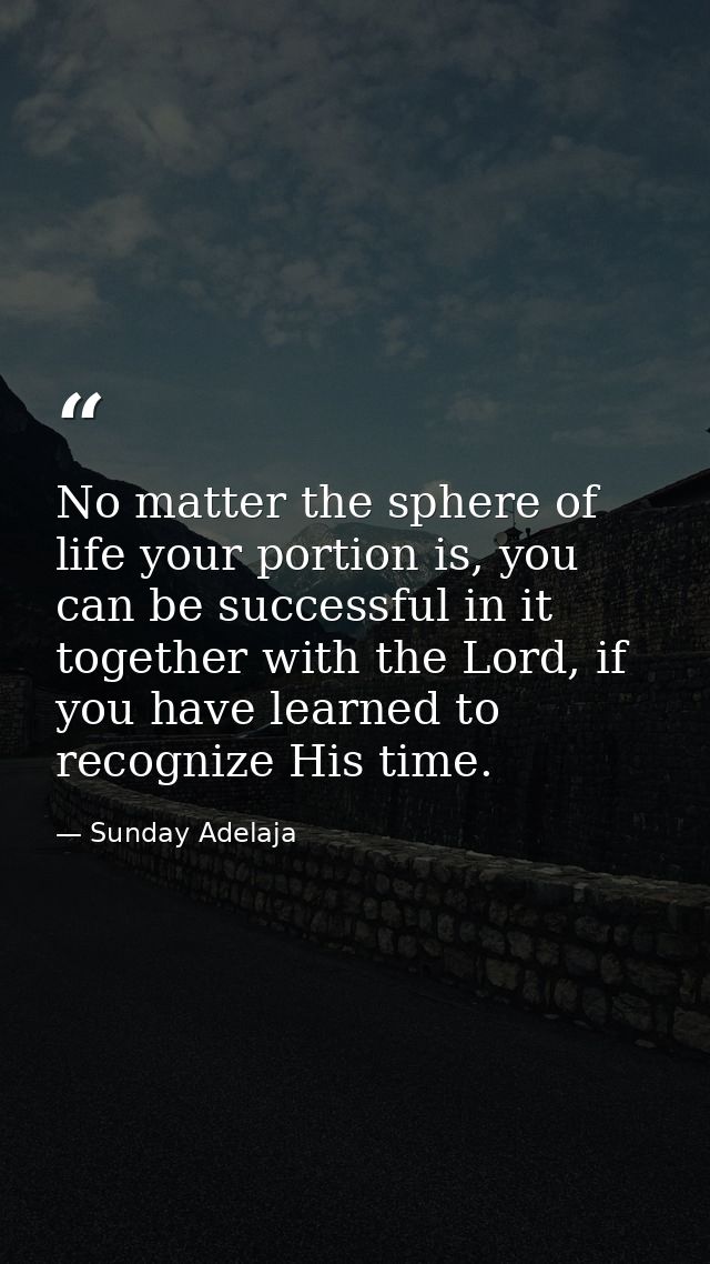 No matter the sphere of life your portion is, you can be successful in it together with the Lord, if you have learned to — Sunday Adelaja
