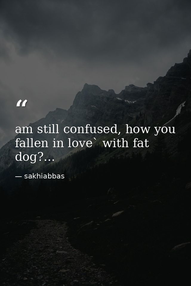 am still confused, how you fallen in love` with fat dog?... — sakhiabbas