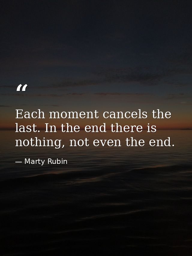 Each moment cancels the last. In the end there is nothing, not even the end. — Marty Rubin