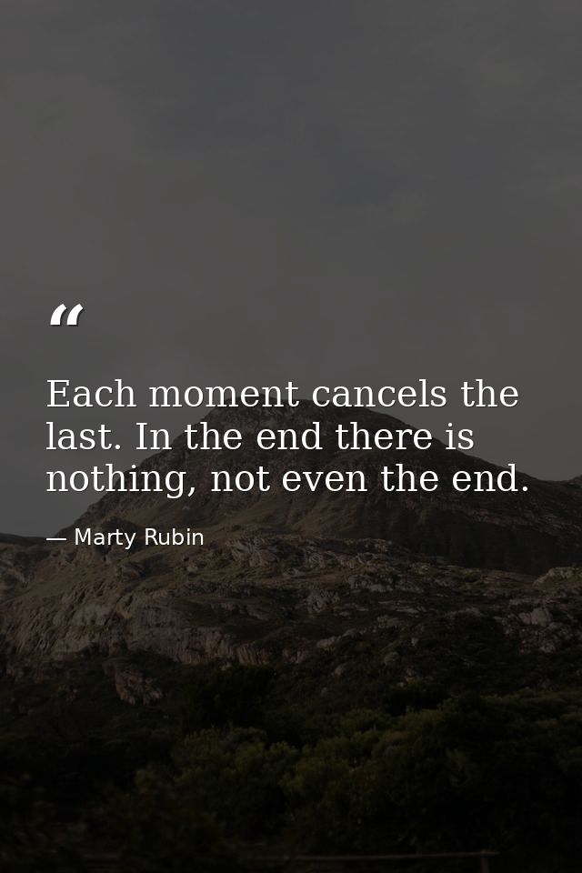 Each moment cancels the last. In the end there is nothing, not even the end. — Marty Rubin