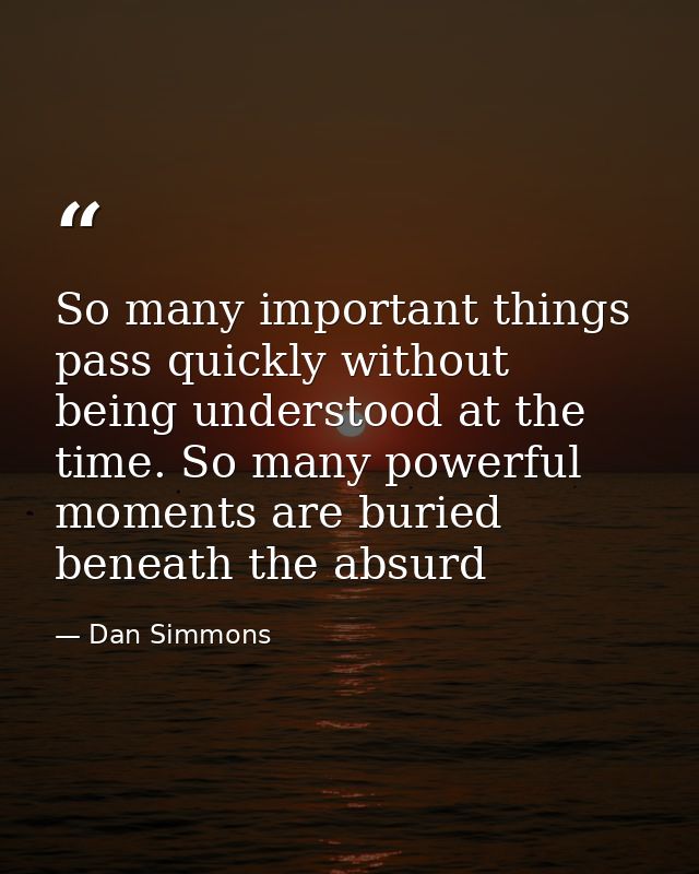 So many important things pass quickly without being understood at the time. So many powerful moments are buried beneath  — Dan Simmons
