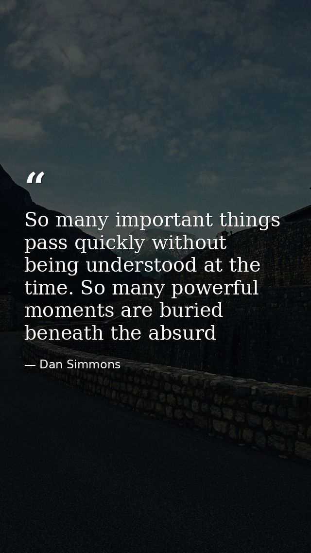 So many important things pass quickly without being understood at the time. So many powerful moments are buried beneath  — Dan Simmons