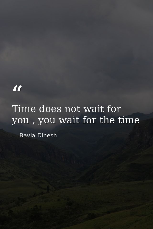 Time does not wait for you , you wait for the time — Bavia Dinesh