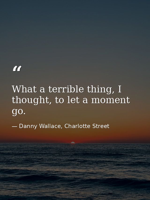 What a terrible thing, I thought, to let a moment go. — Danny Wallace, Charlotte Street
