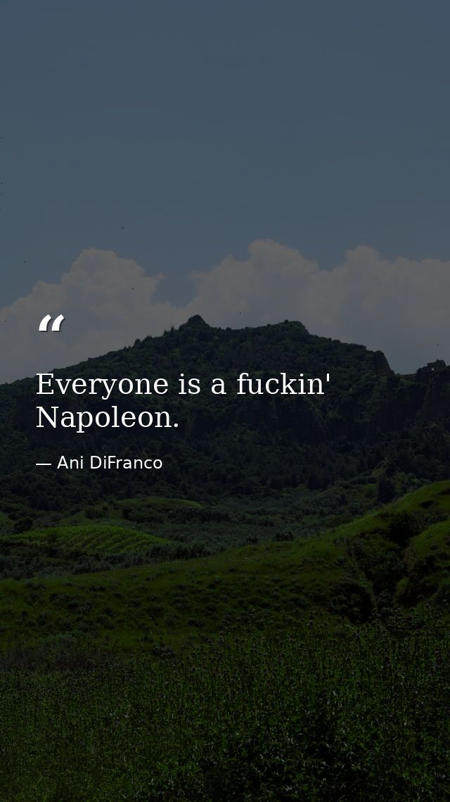 Everyone is a fuckin' Napoleon. — Ani DiFranco