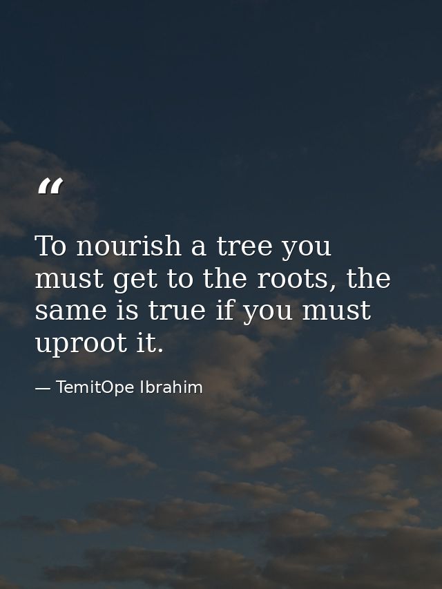 To nourish a tree you must get to the roots, the same is true if you must uproot it. — TemitOpe Ibrahim