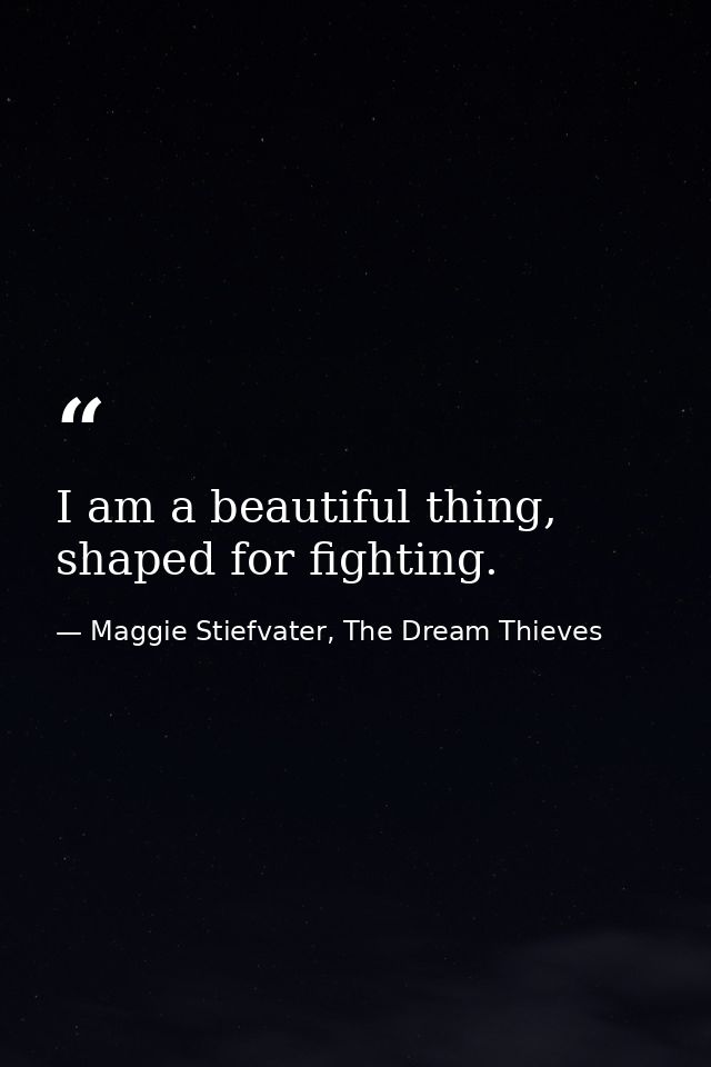 I am a beautiful thing, shaped for fighting. — Maggie Stiefvater, The Dream Thieves