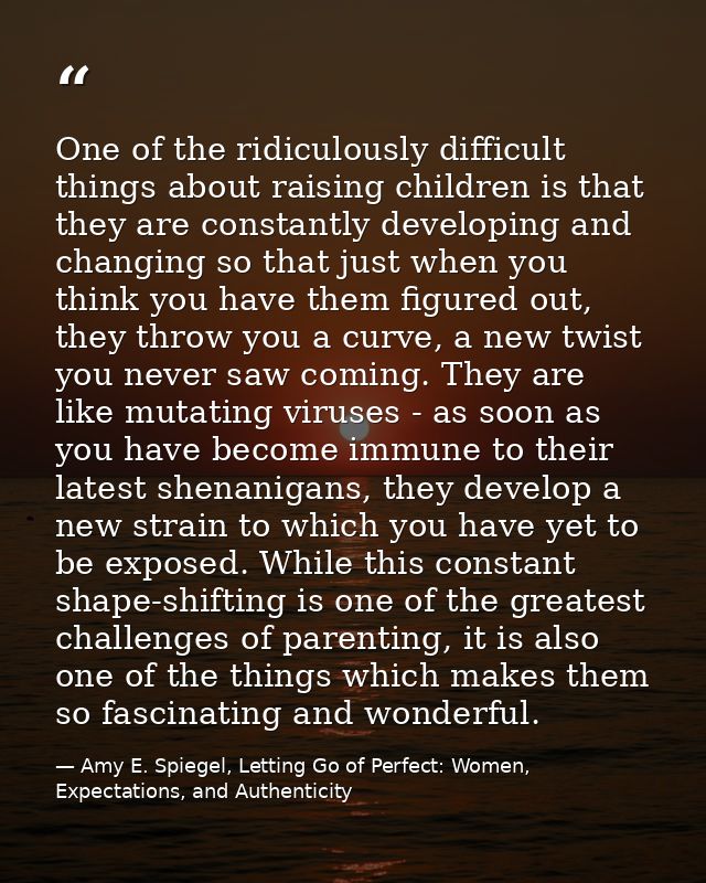 One of the ridiculously difficult things about raising children is that they are constantly developing and changing so t — Amy E. Spiegel, Letting Go of Perfect: Women, Expectations, and Authenticity