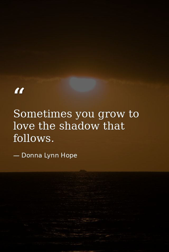 Sometimes you grow to love the shadow that follows. — Donna Lynn Hope