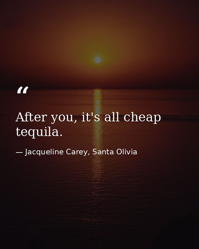 After you, it's all cheap tequila. — Jacqueline Carey, Santa Olivia