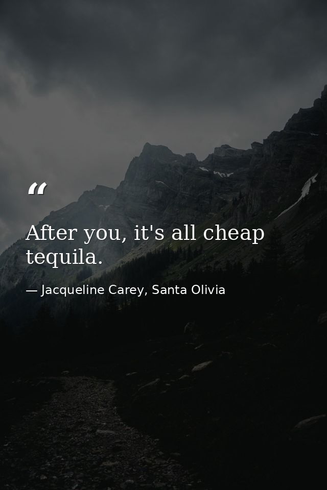 After you, it's all cheap tequila. — Jacqueline Carey, Santa Olivia