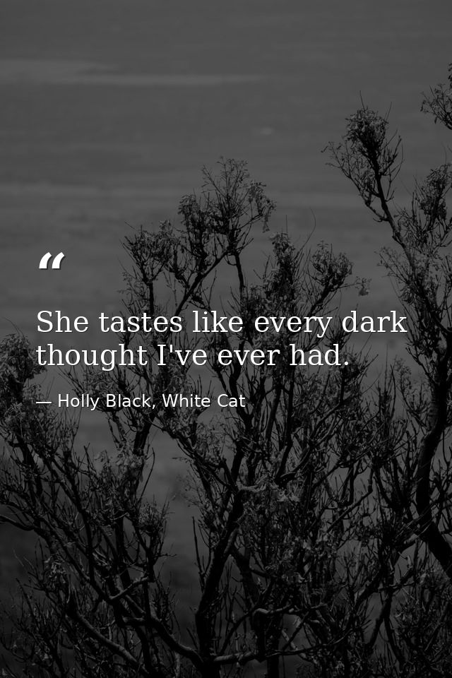 She tastes like every dark thought I've ever had. — Holly Black, White Cat