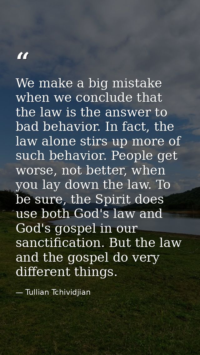 We make a big mistake when we conclude that the law is the answer to bad behavior. In fact, the law alone stirs up more  — Tullian Tchividjian