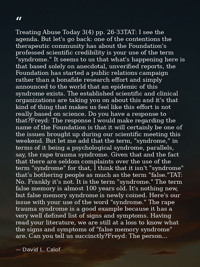 Treating Abuse Today 3(4) pp. 26-33TAT: I see the agenda. But let's go back: one of the contentions the therapeutic comm — David L. Calof