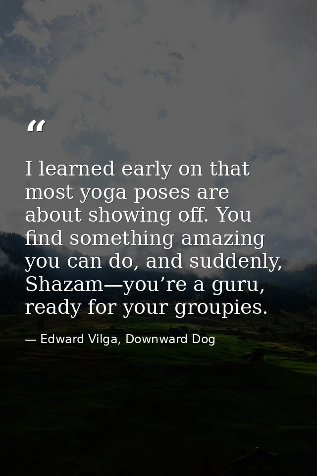 I learned early on that most yoga poses are about showing off. You find something amazing you can do, and suddenly, Shaz — Edward Vilga, Downward Dog