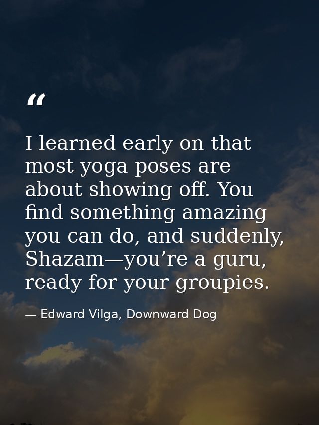 I learned early on that most yoga poses are about showing off. You find something amazing you can do, and suddenly, Shaz — Edward Vilga, Downward Dog