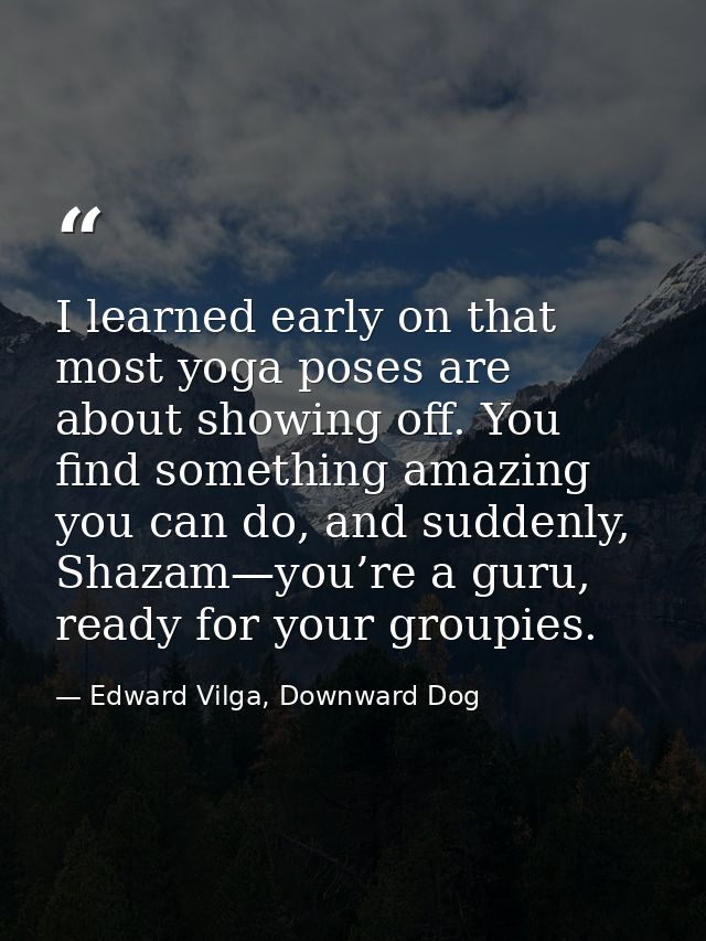 I learned early on that most yoga poses are about showing off. You find something amazing you can do, and suddenly, Shaz — Edward Vilga, Downward Dog