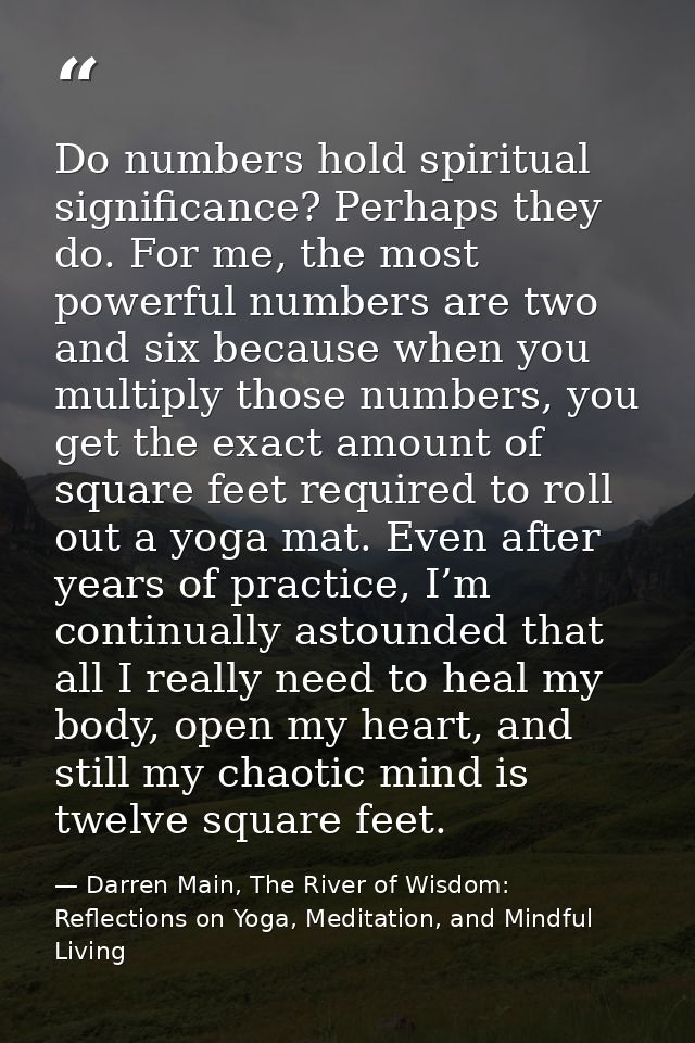 Do numbers hold spiritual significance? Perhaps they do. For me, the most powerful numbers are two and six because when  — Darren Main, The River of Wisdom: Reflections on Yoga, Meditation, and Mindful Living