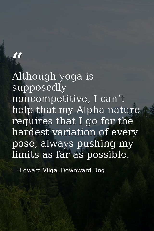 Although yoga is supposedly noncompetitive, I can’t help that my Alpha nature requires that I go for the hardest variati — Edward Vilga, Downward Dog