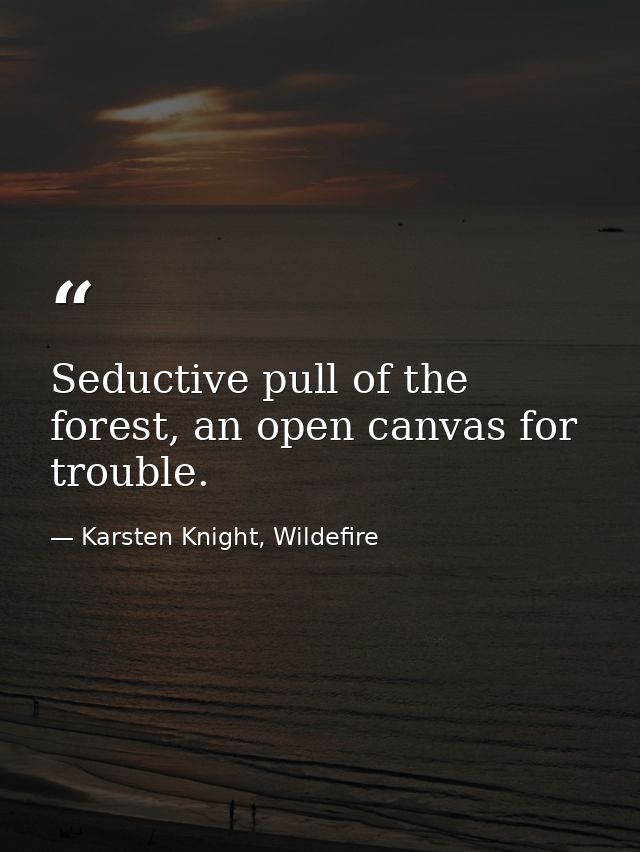 Seductive pull of the forest, an open canvas for trouble. — Karsten Knight, Wildefire