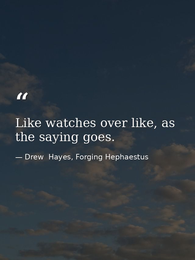 Like watches over like, as the saying goes. — Drew  Hayes, Forging Hephaestus