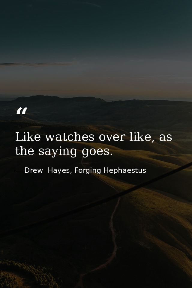 Like watches over like, as the saying goes. — Drew  Hayes, Forging Hephaestus