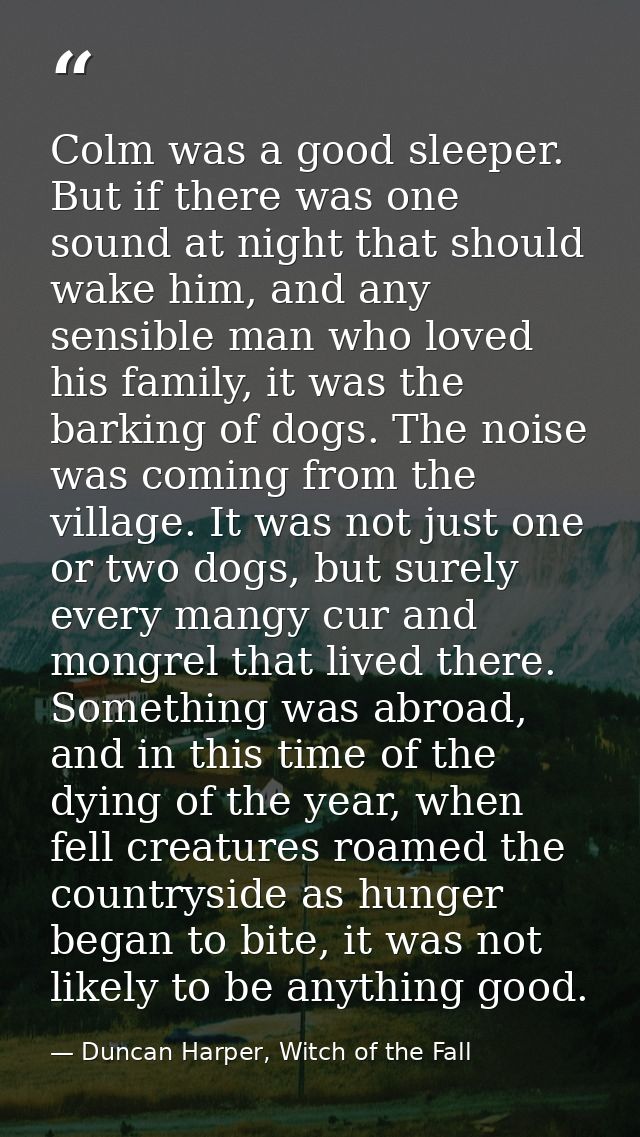 Colm was a good sleeper. But if there was one sound at night that should wake him, and any sensible man who loved his fa — Duncan Harper, Witch of the Fall