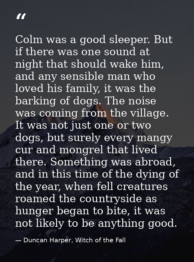Colm was a good sleeper. But if there was one sound at night that should wake him, and any sensible man who loved his fa — Duncan Harper, Witch of the Fall
