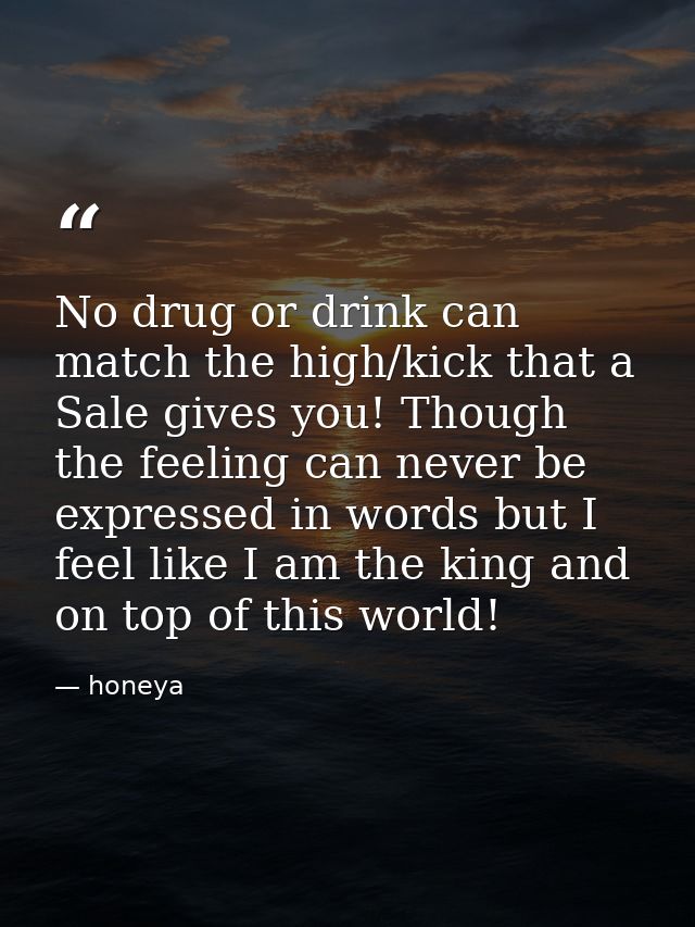 No drug or drink can match the high/kick that a Sale gives you! Though the feeling can never be expressed in words but I — honeya