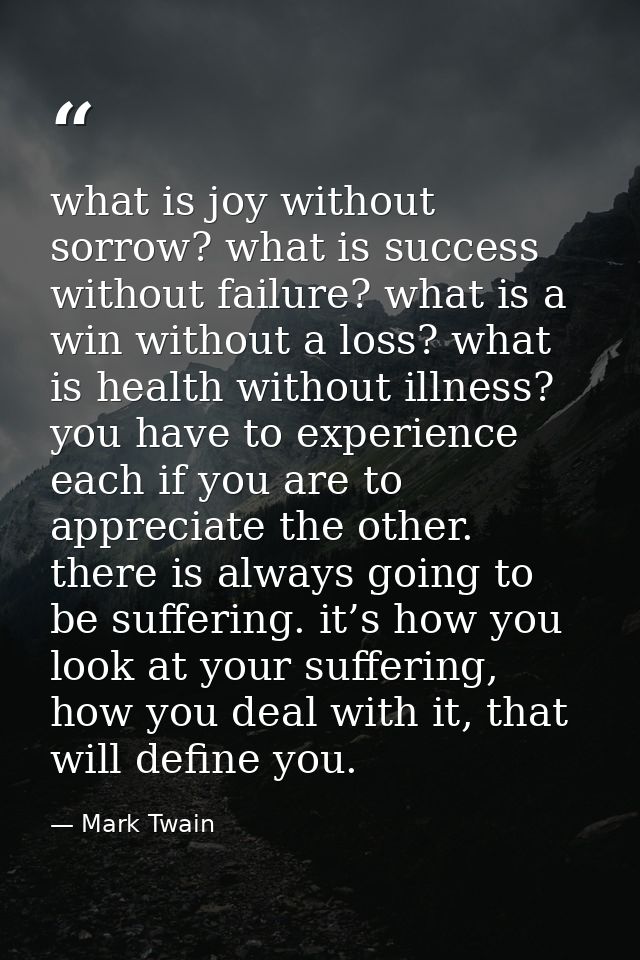 what is joy without sorrow? what is success without failure? what is a win without a loss? what is health without illnes — Mark Twain