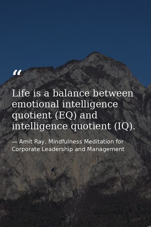 Life is a balance between emotional intelligence quotient (EQ) and intelligence quotient (IQ). — Amit Ray, Mindfulness Meditation for Corporate Leadership and Management