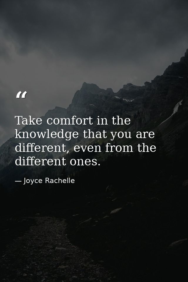 Take comfort in the knowledge that you are different, even from the different ones. — Joyce Rachelle